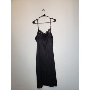 VTG Vassarette Women 40 Slip Dress Black Lingerie Lacy Midi Y2K Style babydoll